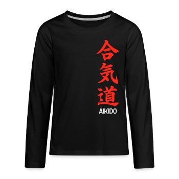 Aikido - Kids' Premium Long Sleeve T-Shirt - black - Front - AI Model Kid Male (0cm)