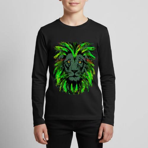 Green Lion Head Portrait Drawing - Green Lion - Kids' Premium Long Sleeve T-Shirt
