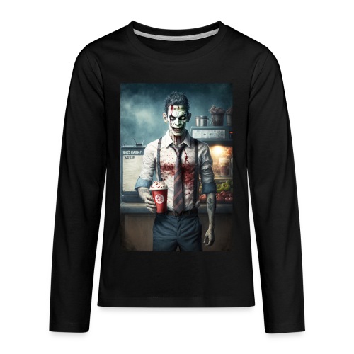 Zombie Coffee Barista 04: Zombies In Everyday Life - Kids' Premium Long Sleeve T-Shirt