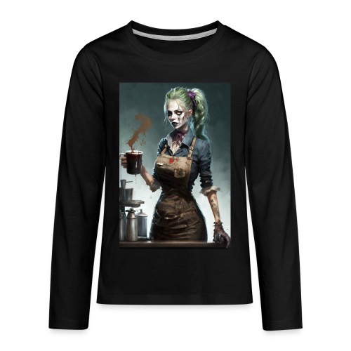 Zombie Coffee Barista Girl 04: Z In Everyday Life - Kids' Premium Long Sleeve T-Shirt
