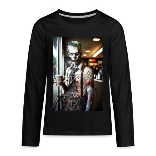 Zombie Coffee Barista 03: Zombies In Everyday Life - Kids' Premium Long Sleeve T-Shirt