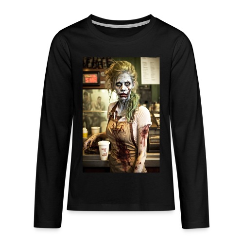 Zombie Coffee Barista Girl 03: Z In Everyday Life - Kids' Premium Long Sleeve T-Shirt