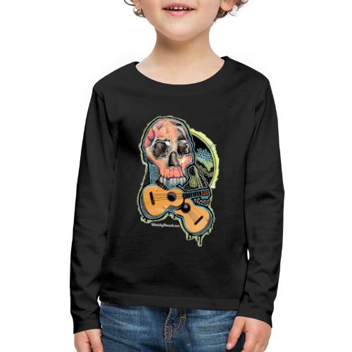 Skull and Ukulele - Watercolor - Kids' Premium Long Sleeve T-Shirt