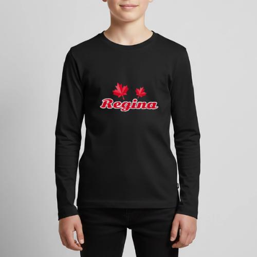 Regina with two red maple leaves - Kids' Premium Long Sleeve T-Shirt