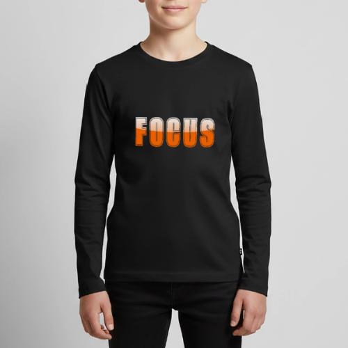 FOCUS Vibrant Orange Motivational Word Design - Kids' Premium Long Sleeve T-Shirt