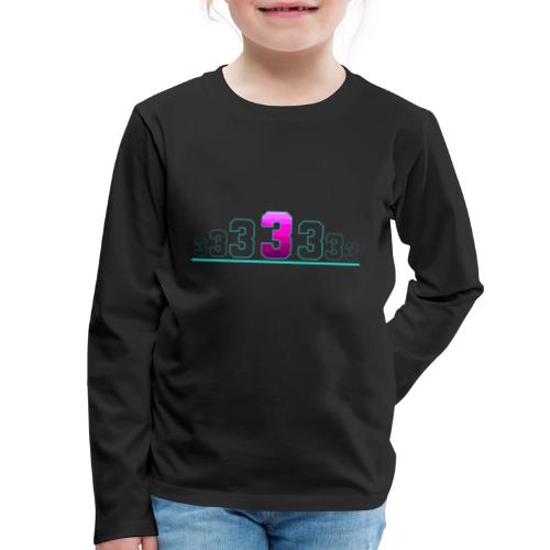 Number 3 in Magenta: Varsity Font - Kids' Premium Long Sleeve T-Shirt