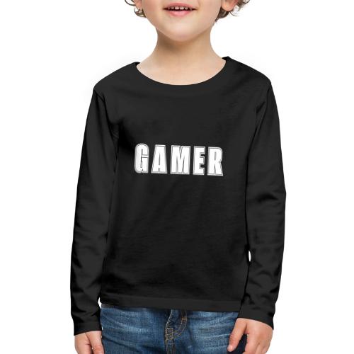 Gamer Collegiate White Text Design - Kids' Premium Long Sleeve T-Shirt