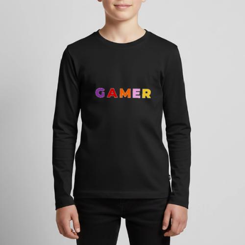 Multicolor GAMER Typography Design - Kids' Premium Long Sleeve T-Shirt