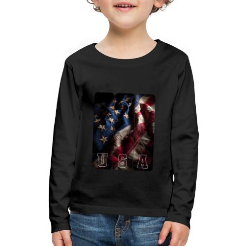 USA: Worn Stars and Stripes - Kids' Premium Long Sleeve T-Shirt