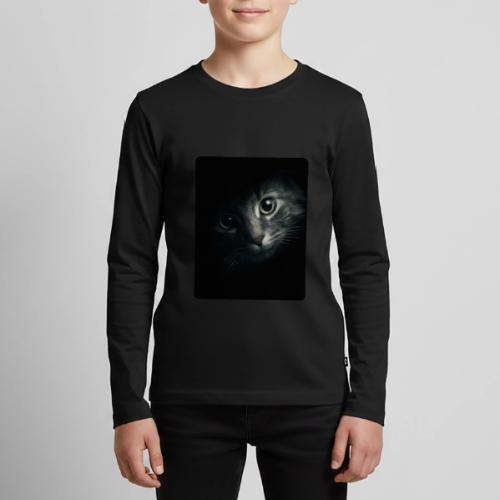 Cat Face in Shadow Close-Up Design - Kids' Premium Long Sleeve T-Shirt