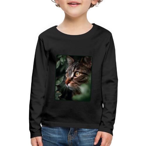 Tabby Cat Jungle Eyes Design - Kids' Premium Long Sleeve T-Shirt