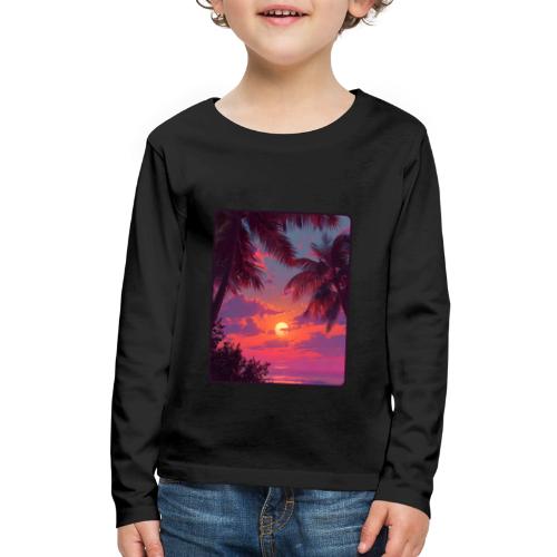 Tropical Sunset Palm Silhouette Design - Kids' Premium Long Sleeve T-Shirt
