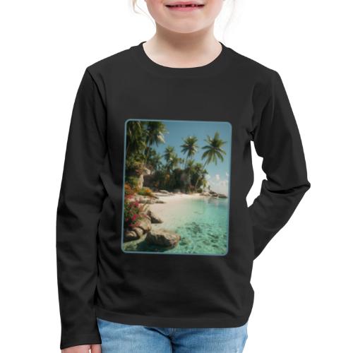Serene Tropical Beach Floral Design - Kids' Premium Long Sleeve T-Shirt
