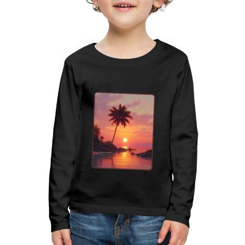Tropical Beach Sunset Palm Design - Kids' Premium Long Sleeve T-Shirt