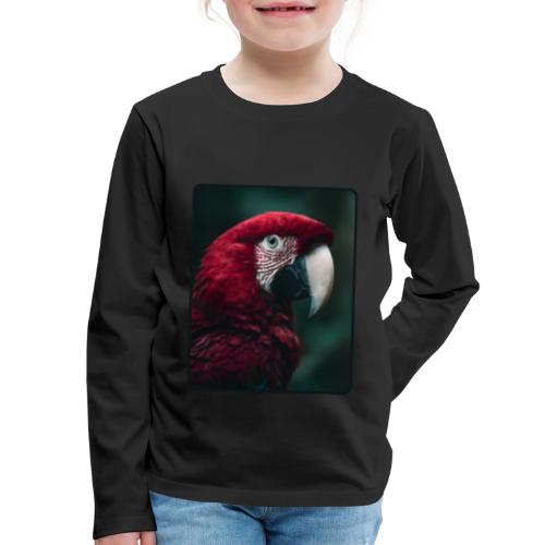 Red Green Macaw Bird Portrait Design - Kids' Premium Long Sleeve T-Shirt