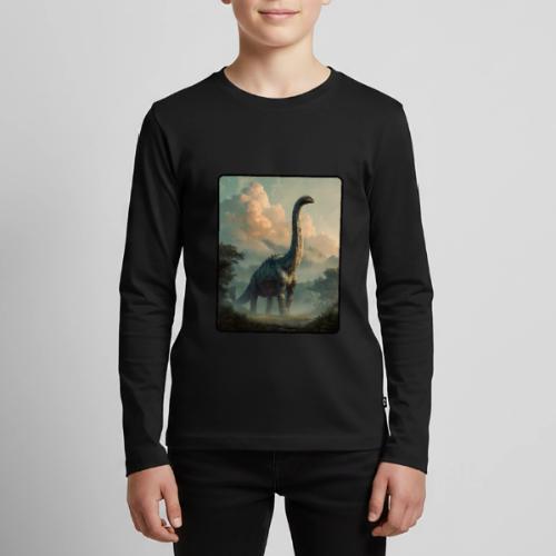 Brachiosaurus Prehistoric Scene Design - Kids' Premium Long Sleeve T-Shirt