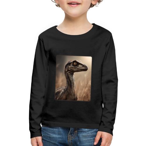 Velociraptor Feathered Portrait Design - Kids' Premium Long Sleeve T-Shirt