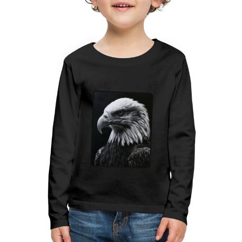 Black White Bald Eagle Design - Kids' Premium Long Sleeve T-Shirt