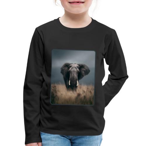 Majestic African Elephant Portrait Design - Kids' Premium Long Sleeve T-Shirt