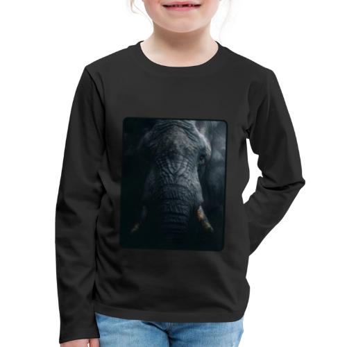 Shadow Elephant Intense Eyes Design - Kids' Premium Long Sleeve T-Shirt