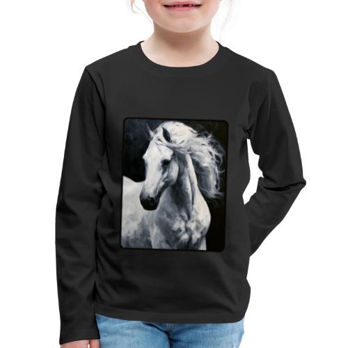 White Horse Oil Painting Design - Kids' Premium Long Sleeve T-Shirt