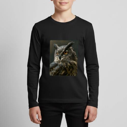 Eurasian Eagle Owl Portrait Design - Kids' Premium Long Sleeve T-Shirt