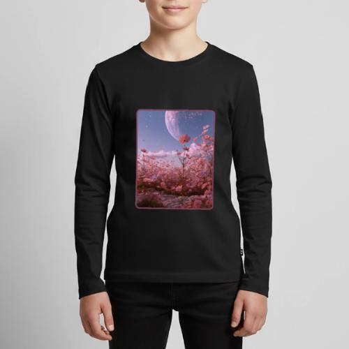 Cosmic Moon & Cosmos Flowers Art - Kids' Premium Long Sleeve T-Shirt