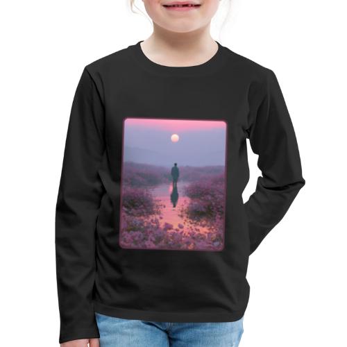 Ethereal Sunset Flower Field Art - Kids' Premium Long Sleeve T-Shirt