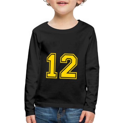 Number 12 in a classic athletic collegiate font - Kids' Premium Long Sleeve T-Shirt