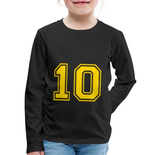 Number 10 in a classic athletic collegiate font - Kids' Premium Long Sleeve T-Shirt