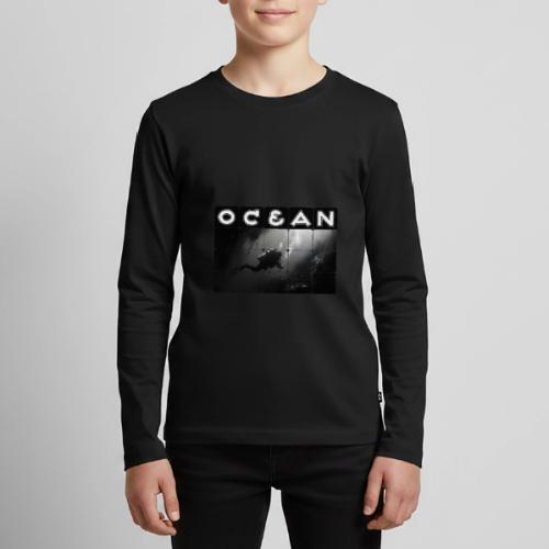 Ocean: Monochrome descent of a scuba diver - Kids' Premium Long Sleeve T-Shirt