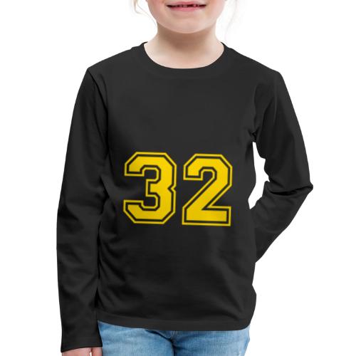Number 32 in a classic athletic collegiate font - Kids' Premium Long Sleeve T-Shirt