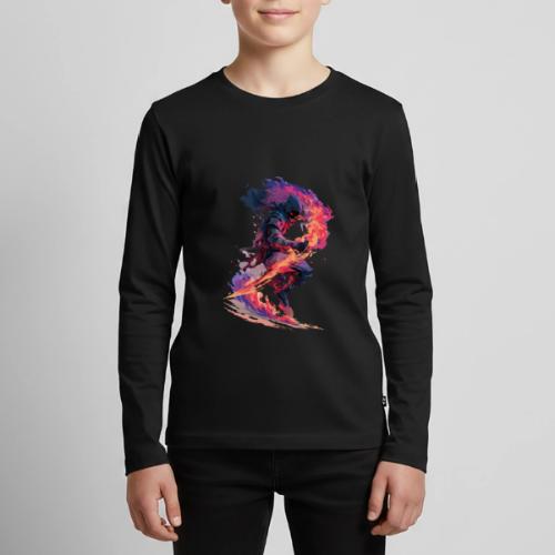 Flaming Ninja Warrior Fantasy Design - Kids' Premium Long Sleeve T-Shirt