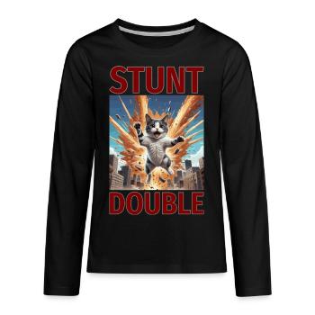 Cat Stunt Double - Kids' Premium Long Sleeve T-Shirt - black - Front - AI Model Kid Male (0cm)