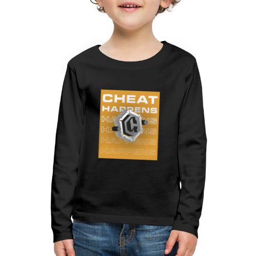 Cheat Happens 3D B/W Logo With Pattern (Orange) - Kids' Premium Long Sleeve T-Shirt