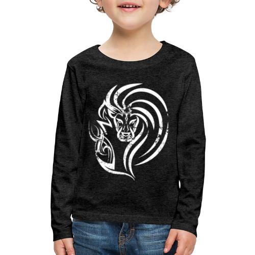 Fierce Lion Logo in White - Kids' Premium Long Sleeve T-Shirt