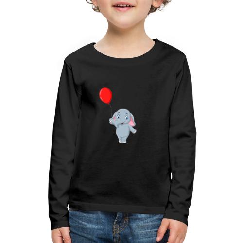 Baby Elephant Holding A Balloon - Kids' Premium Long Sleeve T-Shirt