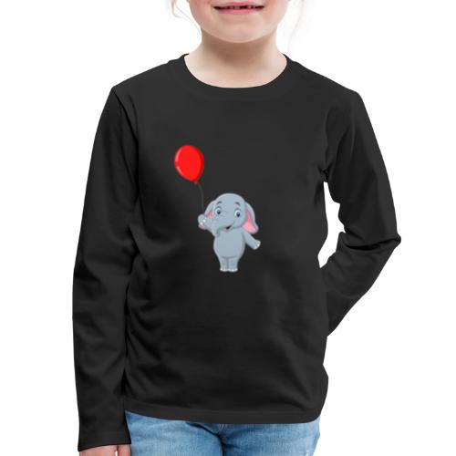 Baby Elephant Holding A Balloon - Kids' Premium Long Sleeve T-Shirt