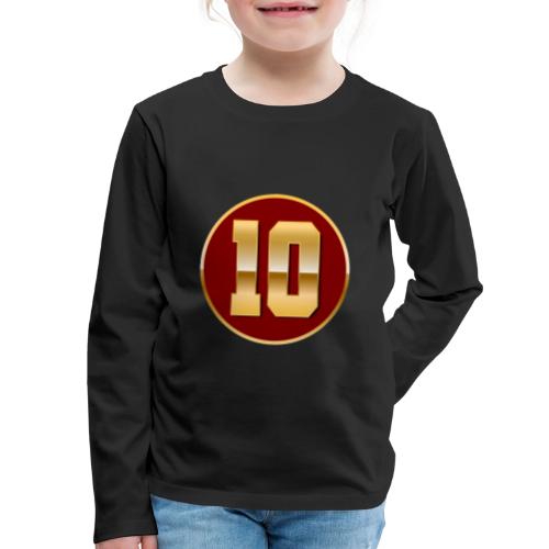 Number 10 in Gold Varsity Font - Kids' Premium Long Sleeve T-Shirt