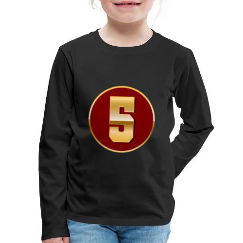 Number 5 in Gold Varsity Font - Kids' Premium Long Sleeve T-Shirt