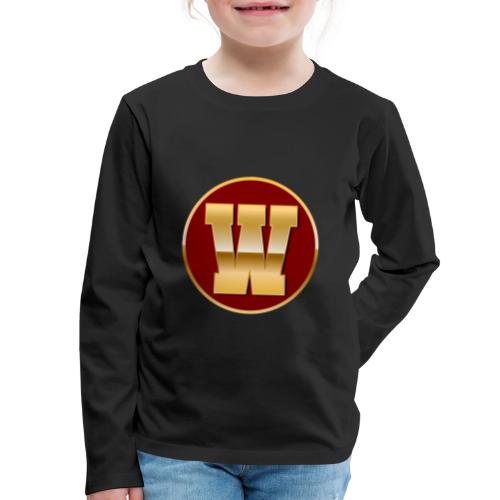Letter W – Capital Varsity Alphabet Monogram - Kids' Premium Long Sleeve T-Shirt