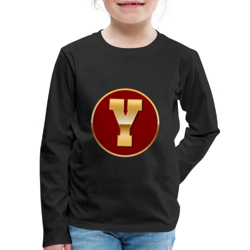 Letter Y – Capital Varsity Alphabet Monogram - Kids' Premium Long Sleeve T-Shirt