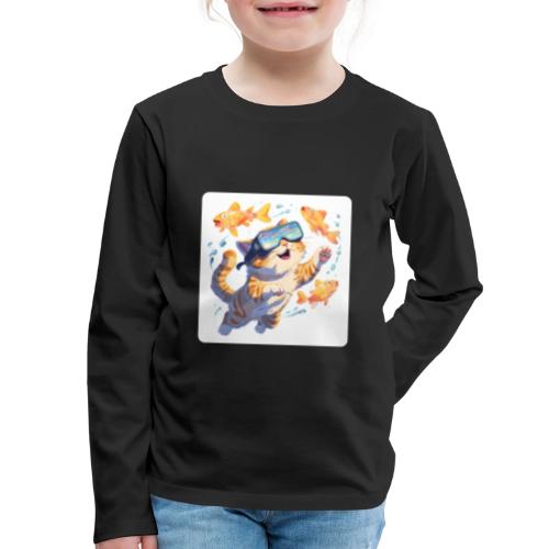 Cat: Neon Paws Adventure - Kids' Premium Long Sleeve T-Shirt