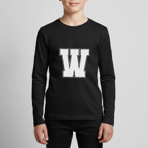 White Letter W – Varsity Alphabet Monogram - Kids' Premium Long Sleeve T-Shirt