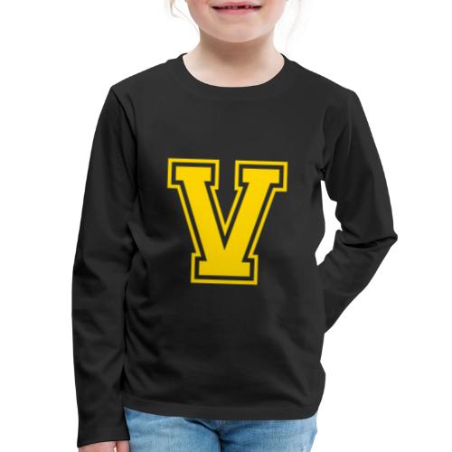 Letter V – Capital Athletic Alphabet Monogram - Kids' Premium Long Sleeve T-Shirt