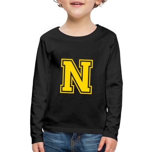 Letter N – Capital Athletic Alphabet Monogram - Kids' Premium Long Sleeve T-Shirt