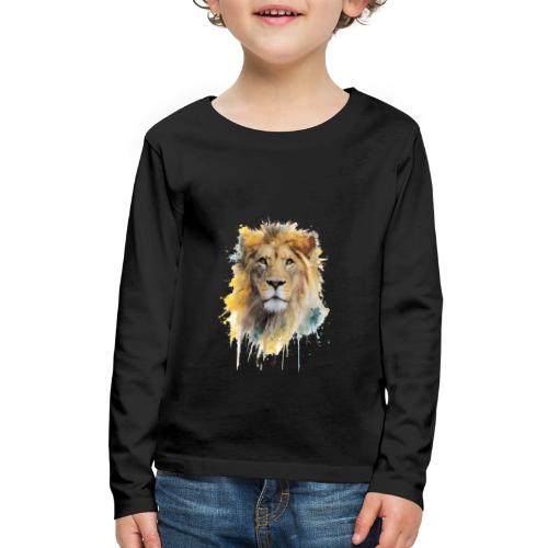 Watercolor Lion Portrait - Kids' Premium Long Sleeve T-Shirt