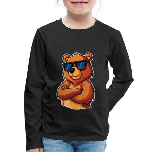 Cool Bear Sunglasses Cartoon Design - Kids' Premium Long Sleeve T-Shirt