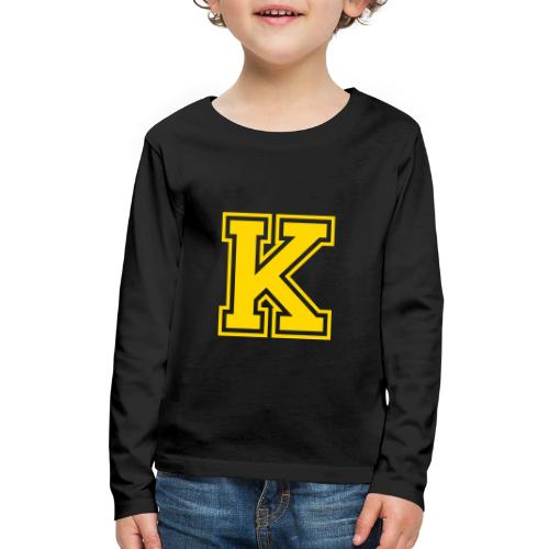 Letter k – Capital Athletic Alphabet Monogram - Kids' Premium Long Sleeve T-Shirt