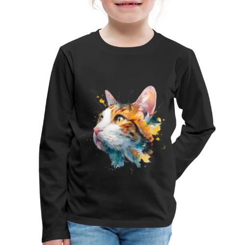 Cat: Feline Ink Burst - Kids' Premium Long Sleeve T-Shirt